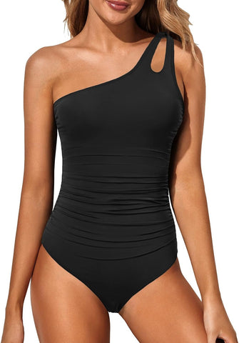 Woobilly® One Shoulder Tummy Control One Piece  Swimsuit