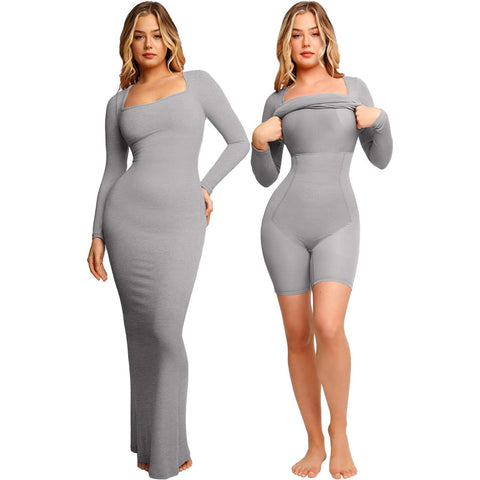 2 in 1 360° Built-in Curvy Slim Tummy Compression Slimming Long Sleeve Shaper Dress