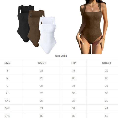 Woobilly®Ribbed Strappy Square Neck Bodysuits