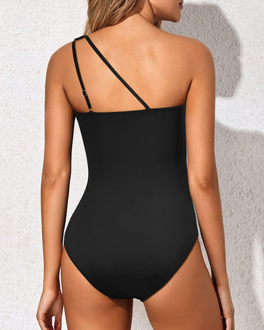 Woobilly® One Shoulder Tummy Control One Piece  Swimsuit