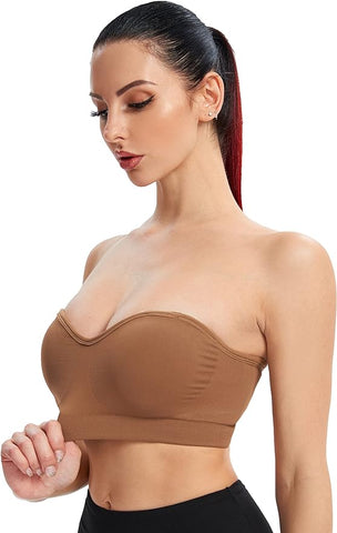 Woobilly®Non-Slip Silicone Padded Bandeau Bra Tube Top Bra