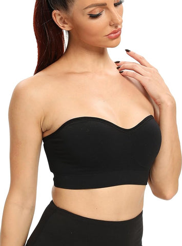 Woobilly®Non-Slip Silicone Padded Bandeau Bra Tube Top Bra