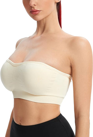 Woobilly®Non-Slip Silicone Padded Bandeau Bra Tube Top Bra