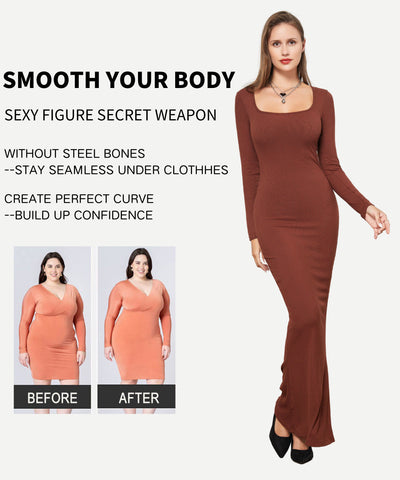 2 in 1 360° Built-in Curvy Slim Tummy Compression Slimming Long Sleeve Shaper Dress