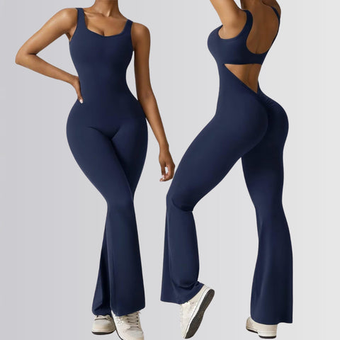 V-Back Flared Jumpsuit