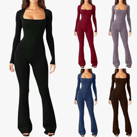 Long Sleeve Flared Jumpsuit