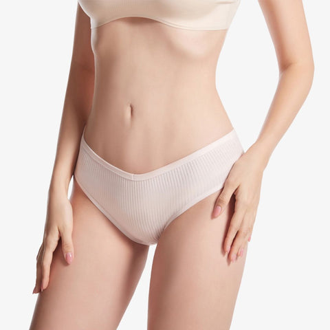 V-SHAPE PURE COTTON RIBBED TRIANGLE PANTIES