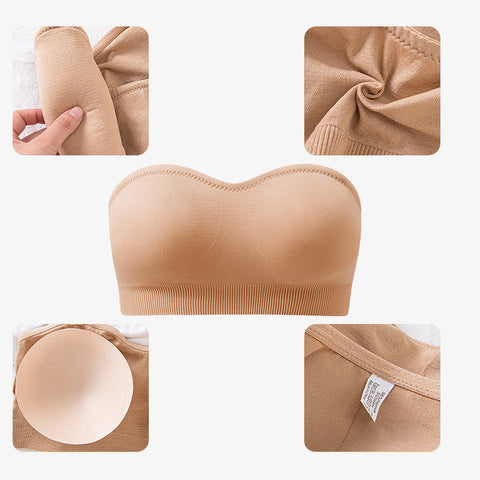 Woobilly®Non-Slip Silicone Padded Bandeau Bra Tube Top Bra