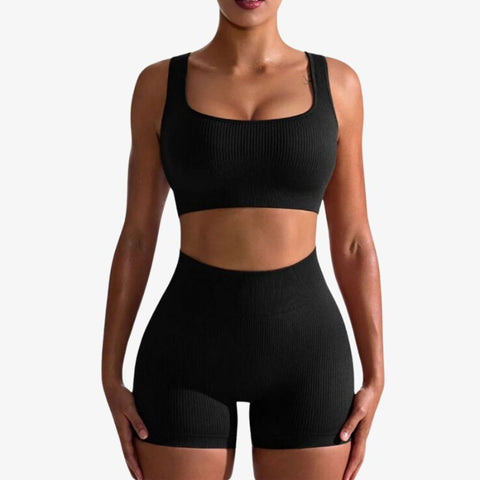 Seamless Ribbed Sports Bra Set