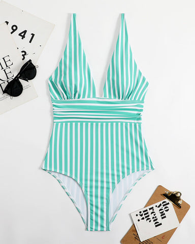 Woobilly striped one-piece swimsuit