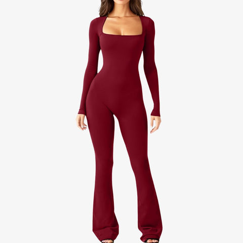 Long Sleeve Flared Jumpsuit