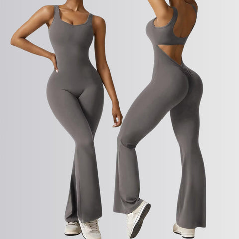 V-Back Flared Jumpsuit