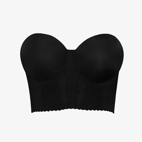 Removable Straps Longline Bustier Bra-Black