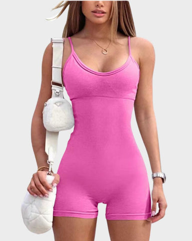 Yoga Rompers Sexy Spaghetti Strap Tummy Control Padded Sports Bra JumpSuits