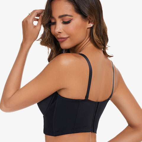 Removable Straps Longline Bustier Bra-Black