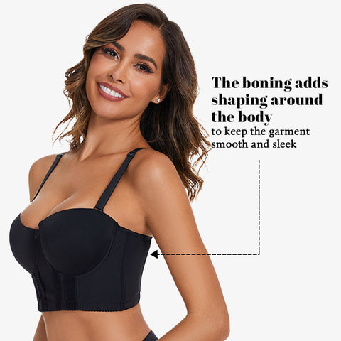 Removable Straps Longline Bustier Bra-Black