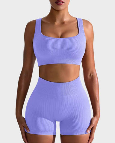 Seamless Ribbed Sports Bra Set