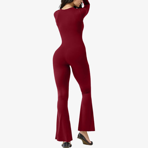 Long Sleeve Flared Jumpsuit