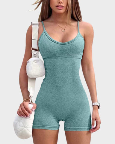 Yoga Rompers Sexy Spaghetti Strap Tummy Control Padded Sports Bra JumpSuits