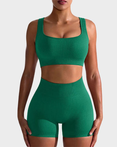 Seamless Ribbed Sports Bra Set