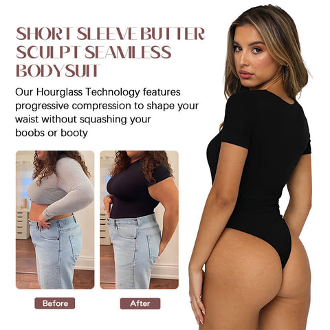 Short Sleeve Butter Sculpt Seamless Shapewear Bodysuit