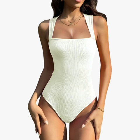 Woobilly®Ribbed Strappy Square Neck Bodysuits