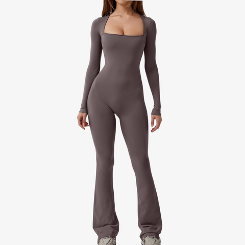 Long Sleeve Flared Jumpsuit