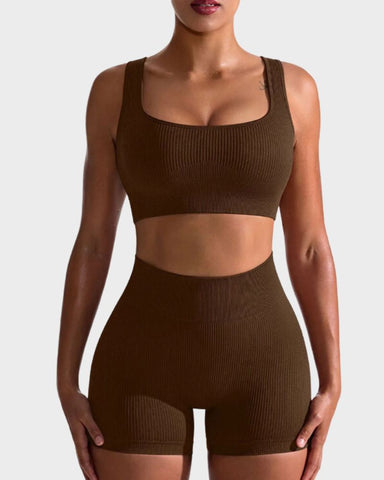 Seamless Ribbed Sports Bra Set