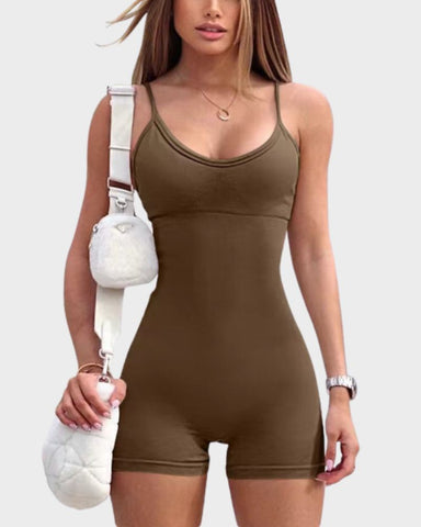 Yoga Rompers Sexy Spaghetti Strap Tummy Control Padded Sports Bra JumpSuits