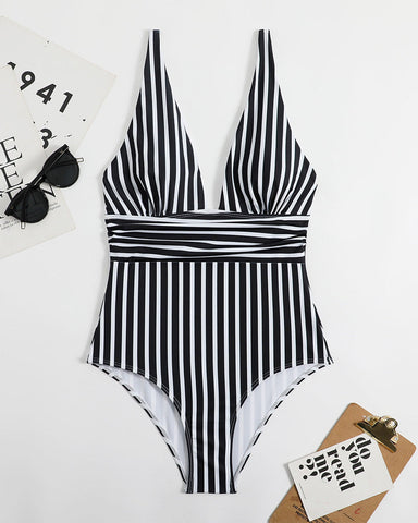 Woobilly striped one-piece swimsuit