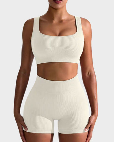 Seamless Ribbed Sports Bra Set