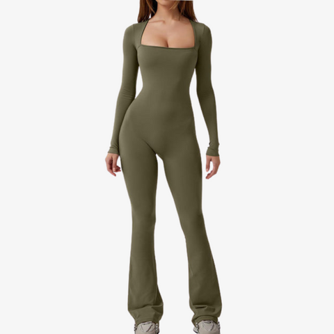 Long Sleeve Flared Jumpsuit