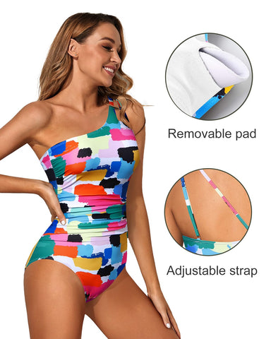 Woobilly® One Shoulder Tummy Control One Piece  Swimsuit