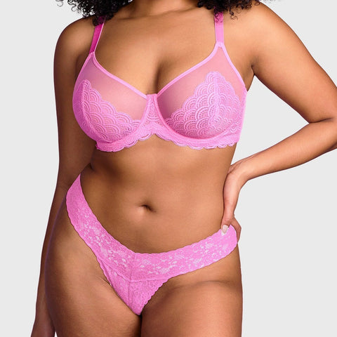 Woobilly®Full Coverage Lace Minimizer Bra - Mermaid Black+Pink (2 PACK）