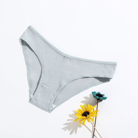 V-SHAPE PURE COTTON RIBBED TRIANGLE PANTIES