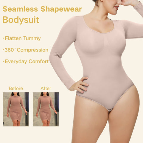 Women's long-sleeved body shape seamless one-piece shapewear