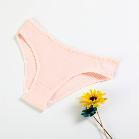 V-SHAPE PURE COTTON RIBBED TRIANGLE PANTIES