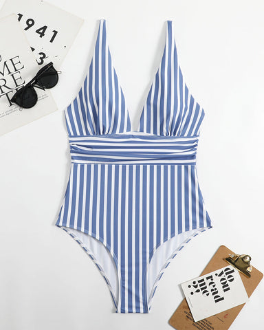 Woobilly striped one-piece swimsuit