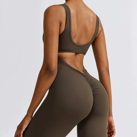 V-Back Flared Jumpsuit