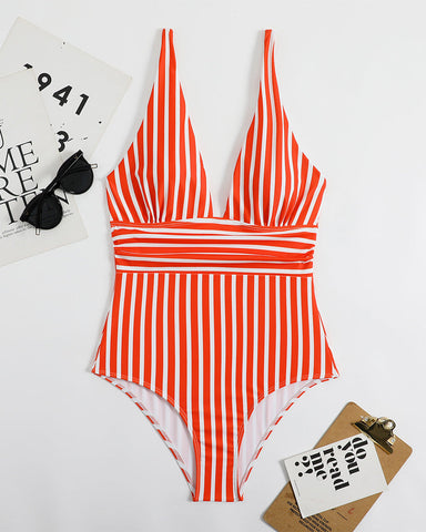 Woobilly striped one-piece swimsuit