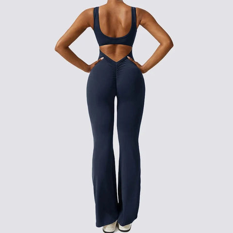 V-Back Flared Jumpsuit