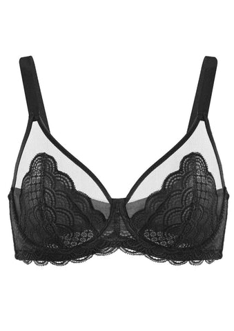 Woobilly®Full Coverage Lace Minimizer Bra - Mermaid Black+Pink (2 PACK）