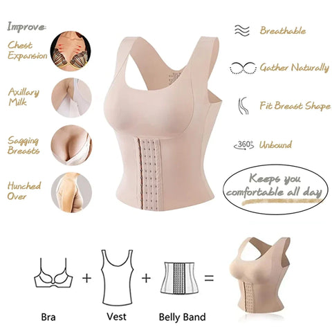 3-in-1 Waist Buttoned Bra Shapewear