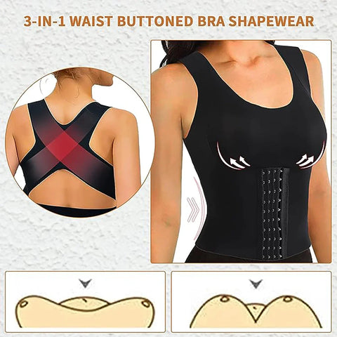 3-in-1 Waist Buttoned Bra Shapewear